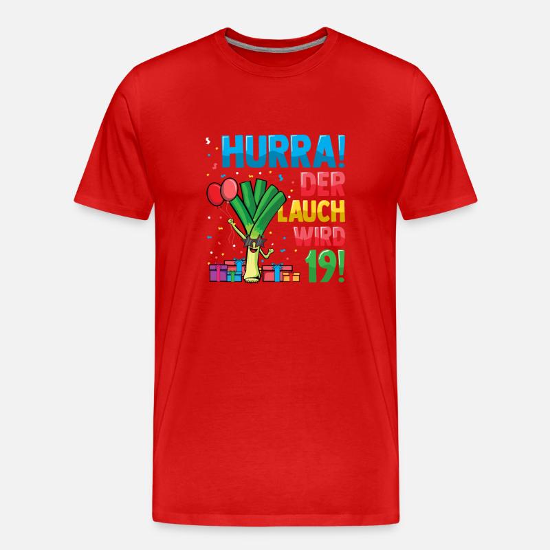 Hurra der Lauch wird 19 - Männer Premium Bio T-Shirt - Rot