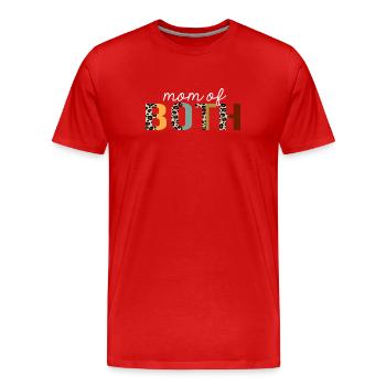 Mom of both Leopard Print Funny Gift - Men's Premium Organic T-Shirt - red - Front - Damien (186cm)