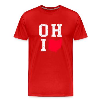 carte ohio vintage - T-shirt bio Premium Homme - rouge - Devant - Damien (186cm)