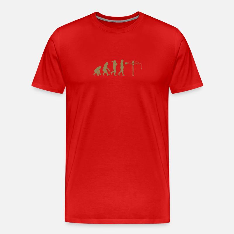 Kranführer Evolution - Männer Premium Bio T-Shirt - Rot