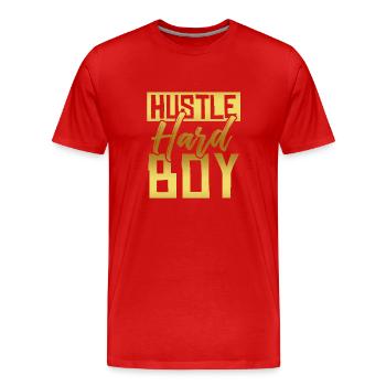 boy young hustle hard - Men's Premium Organic T-Shirt - red - Front - Damien (186cm)