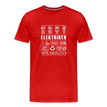 Elektriker - Männer Premium Bio T-Shirt - Rot - Vorne - Damien (186cm)