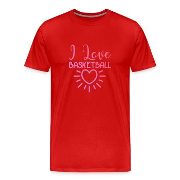 Ich liebe Basketball - Männer Premium Bio T-Shirt - Rot - Vorne - Damien (186cm)
