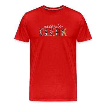 Commis aux records Leopard Print Drôle cadeau - T-shirt bio Premium Homme - rouge - Devant - Damien (186cm)