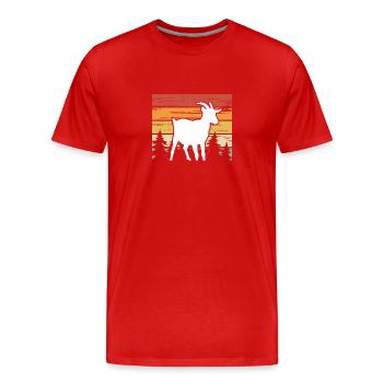 Cute Goat On Retro Vintage - Men's Premium Organic T-Shirt - red - Front - Damien (186cm)