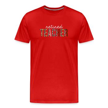 Pensionierter Lehrer Leopardenprint lustiges Geschenk - Männer Premium Bio T-Shirt - Rot - Vorne - Damien (186cm)