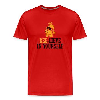 Bee - Men's Premium Organic T-Shirt - red - Front - Damien (186cm)