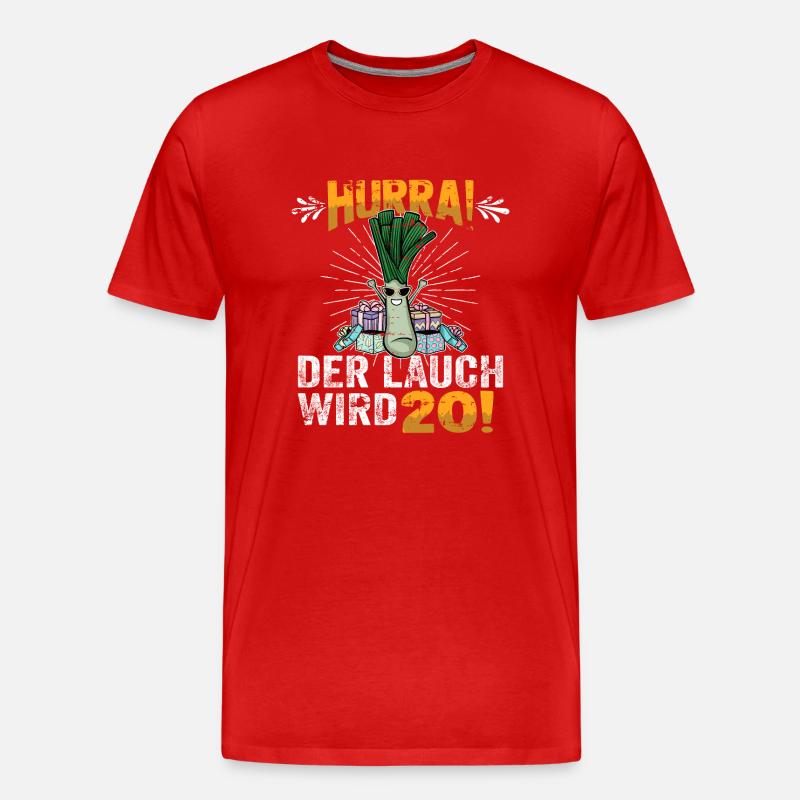 Hurra der Lauch wird 20 - Männer Premium Bio T-Shirt - Rot