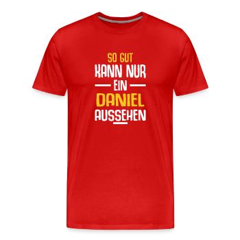 Daniel Vorname Name Geburtstag - Männer Premium Bio T-Shirt - Rot - Vorne - Damien (186cm)