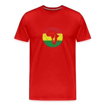 Giraffe Umriss Afrika Kontinent Karte - Männer Premium Bio T-Shirt - Rot - Vorne - Damien (186cm)