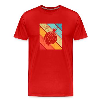 Onion Lover Retro Vegetables Vegan Gift idea - Männer Premium Bio T-Shirt - Rot - Vorne - Damien (186cm)
