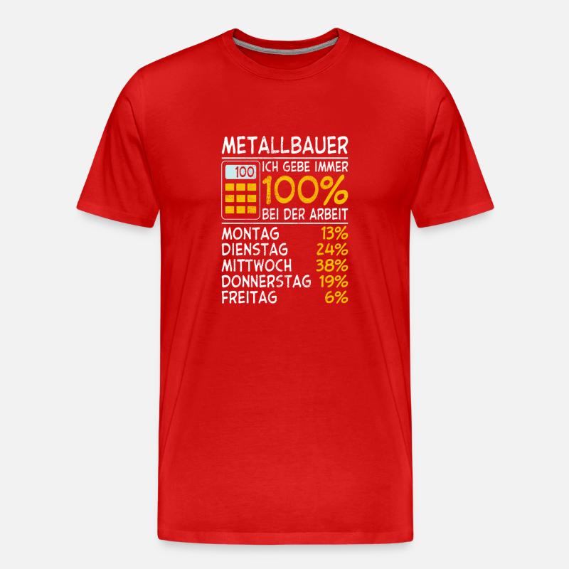 Immer 100% Metallbauer - Männer Premium Bio T-Shirt - Rot
