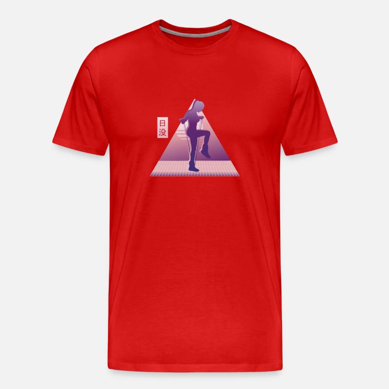 Vaporwave Rope Jumping - Männer Premium Bio T-Shirt - Rot