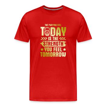 strong fitness - Men's Premium Organic T-Shirt - red - Front - Damien (186cm)