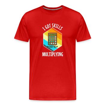 J’ai acquis des compétences qu’ils multiplient - T-shirt bio Premium Homme - rouge - Devant - Damien (186cm)