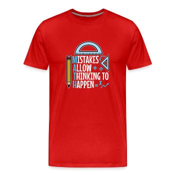 Mistakes Allow Thinking To Happen - Men's Premium Organic T-Shirt - red - Front - Damien (186cm)