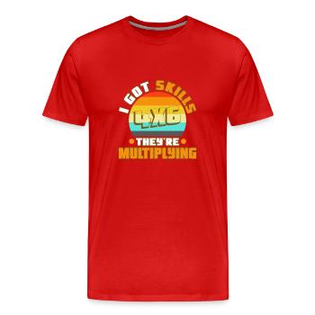 J’ai acquis des compétences qu’ils multiplient - T-shirt bio Premium Homme - rouge - Devant - Damien (186cm)