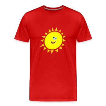 soleil heureux avec le visage - T-shirt bio Premium Homme - rouge - Devant - Damien (186cm)