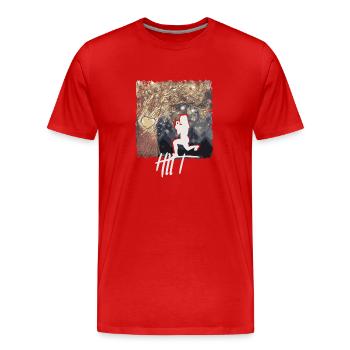 HIIT Fitness Frau - Männer Premium Bio T-Shirt - Rot - Vorne - Damien (186cm)