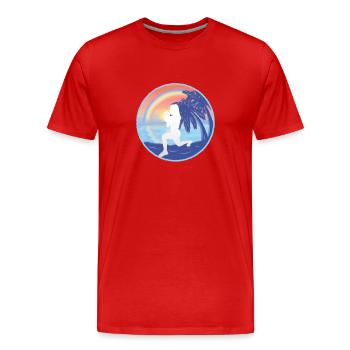 HIIT Fitness Frau - Männer Premium Bio T-Shirt - Rot - Vorne - Damien (186cm)
