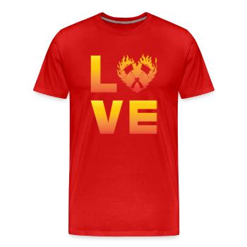 Axe throwing - Men's Premium Organic T-Shirt - red - Front - Damien (186cm)