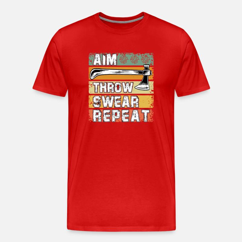 Aim throw swear Repeat - Männer Premium Bio T-Shirt - Rot