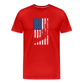 USA American Flag Gun Revolver Shooting Range - Männer Premium Bio T-Shirt - Rot - Vorne - Damien (186cm)