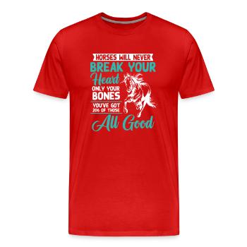 Pferde Werden Niemals Dein Herz Brechen - Männer Premium Bio T-Shirt - Rot - Vorne - Damien (186cm)