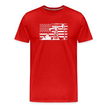 Champs pétrolifères américains, travailleurs des champs pétrolifères - T-shirt bio Premium Homme - rouge - Devant - Damien (186cm)