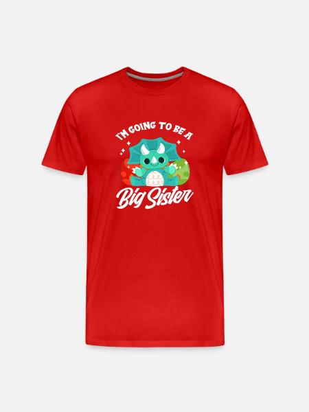 Dinosaurier Schwanger Schwester Nachwuchs - Männer Premium Bio T-Shirt - Rot