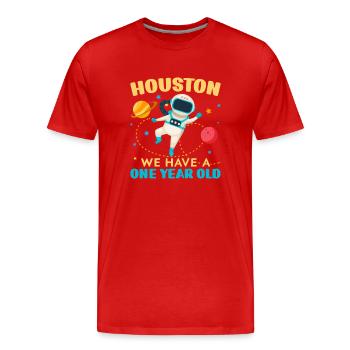 Houston Nous avons un 1 an 1st Birthday Bd - T-shirt bio Premium Homme - rouge - Devant - Damien (186cm)