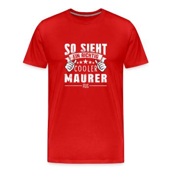 Maurer - Männer Premium Bio T-Shirt - Rot - Vorne - Damien (186cm)