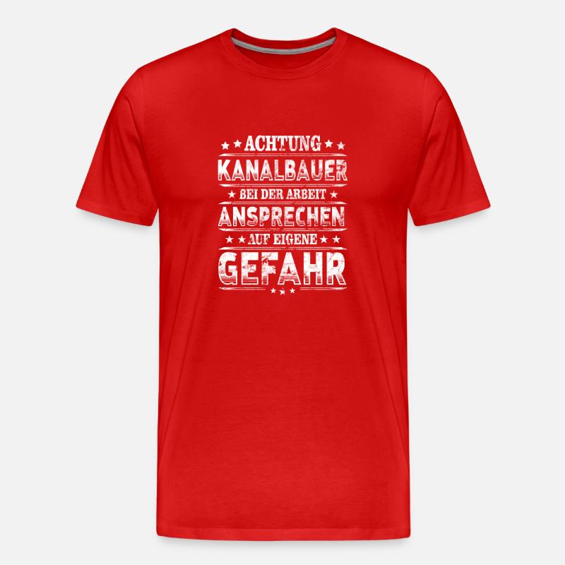 Kanalbauer - Männer Premium Bio T-Shirt - Rot