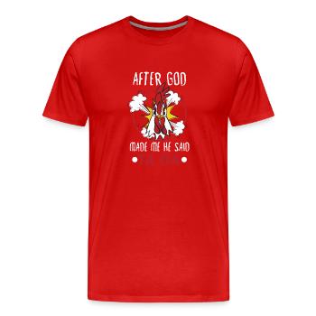 Chicken Farmer Gift Funny Chickens Country Farm - Men's Premium Organic T-Shirt - red - Front - Damien (186cm)