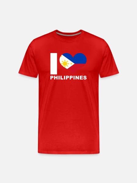 Jeg elsker Filippinerne hjerte flag Filippinerne - Herre Premium T-shirt økologisk - rød