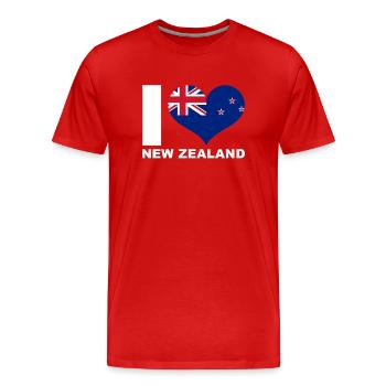 Ich liebe Neuseeland Herz Flagge Neuseeland - Männer Premium Bio T-Shirt - Rot - Vorne - Damien (186cm)