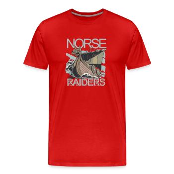 Norse Raiders Nordic Robbers Vikings Norvège - T-shirt bio Premium Homme - rouge - Devant - Damien (186cm)