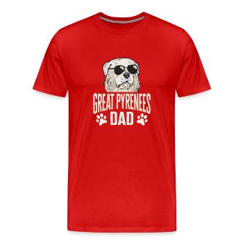 Grandes Pyrénées Papa Chien Pyrénées - T-shirt bio Premium Homme - rouge - Devant - Damien (186cm)