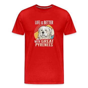 Life is better with a Great Pyrenees - Men's Premium Organic T-Shirt - red - Front - Damien (186cm)