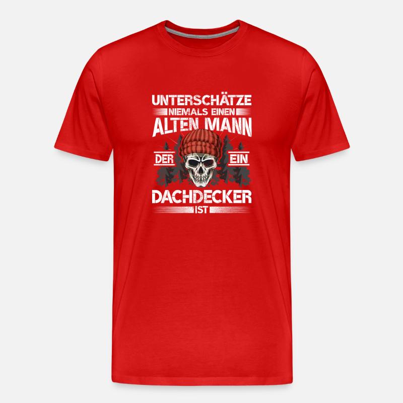Dachdecker Alter mann Handwerker - Männer Premium Bio T-Shirt - Rot
