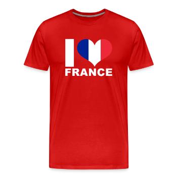 J’aime la France drapeau du cœur France - T-shirt bio Premium Homme - rouge - Devant - Damien (186cm)