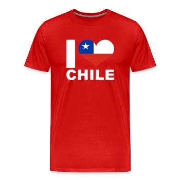 J’aime le drapeau du cœur du Chili Chili - T-shirt bio Premium Homme - rouge - Devant - Damien (186cm)
