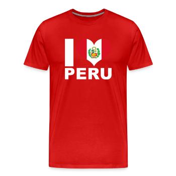 J’aime le pérou drapeau du cœur Pérou - T-shirt bio Premium Homme - rouge - Devant - Damien (186cm)