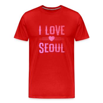 J’aime Séoul - T-shirt bio Premium Homme - rouge - Devant - Damien (186cm)