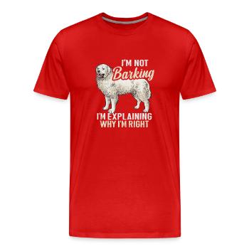 Grand chien des Pyrénées Je n’aboie pas Pyrénées - T-shirt bio Premium Homme - rouge - Devant - Damien (186cm)