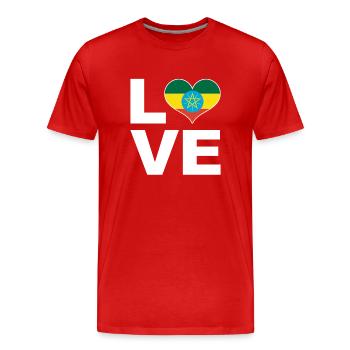 I love Ethiopia heart flag Ethiopia - Men's Premium Organic T-Shirt - red - Front - Damien (186cm)