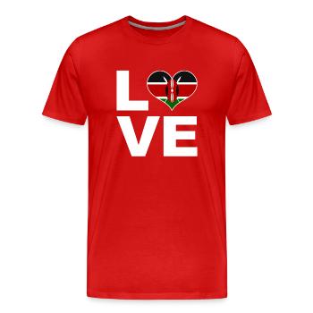 Ich liebe Kenia Herz Flagge Kenia - Männer Premium Bio T-Shirt - Rot - Vorne - Damien (186cm)