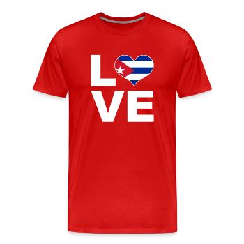 J’aime Cuba drapeau du cœur Cuba - T-shirt bio Premium Homme - rouge - Devant - Damien (186cm)