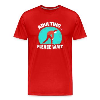 Growing up please wait birthday puberty - Men's Premium Organic T-Shirt - red - Front - Damien (186cm)