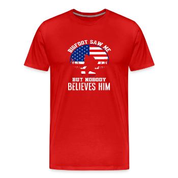 Drôle de Bigfoot USA Drapeau - T-shirt bio Premium Homme - rouge - Devant - Damien (186cm)